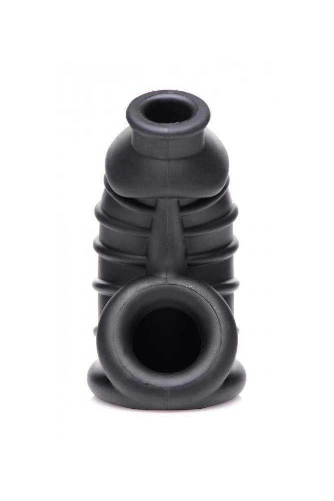 XR Brands - Master Series - Dark Chamber Silicone Chastity Cage - Black BDSM - Tophatter Daily Deals