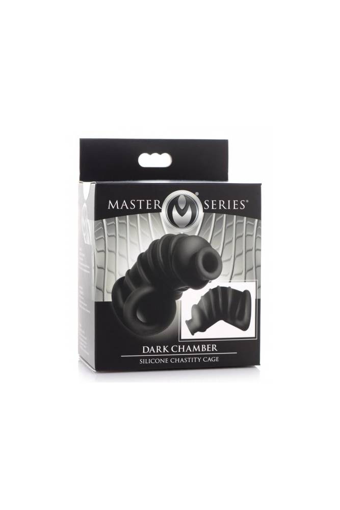 XR Brands - Master Series - Dark Chamber Silicone Chastity Cage - Black BDSM - Tophatter Daily Deals