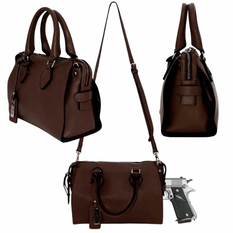 Cameleon® Bella Classic Concealed Carry Handbag Dark Chestnut Handgun Purses - Tophatter Daily Deals