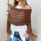 Soft Women’s Scarf - Openwork Rectangular, Knit, For Winter Coffee - Tophatter Daily Deals