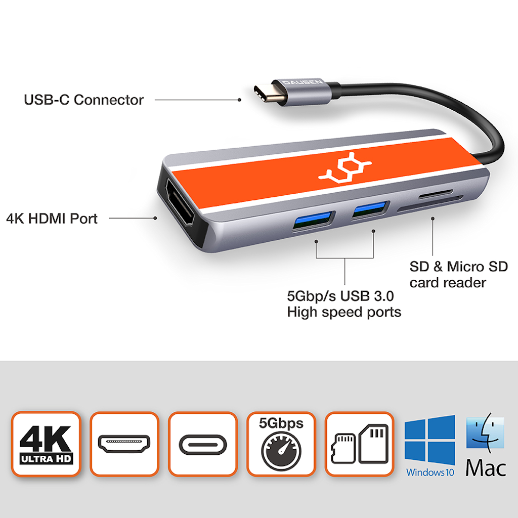 Dausen 5 in 1 USB-C Hub Mobile accesories - Tophatter Daily Deals