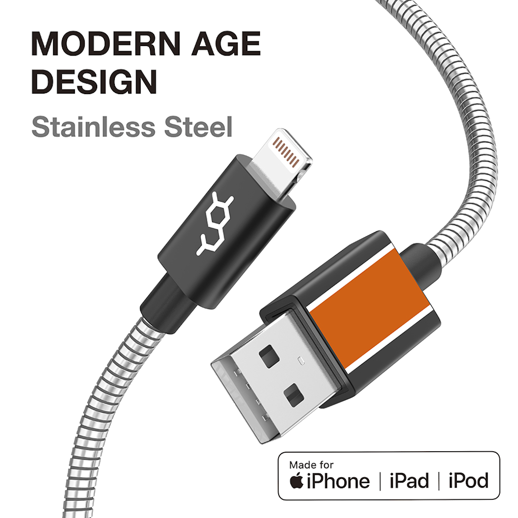 Dausen Stainless Charge&Sync Cable Lightning to USB Mobile accesories - Tophatter Daily Deals