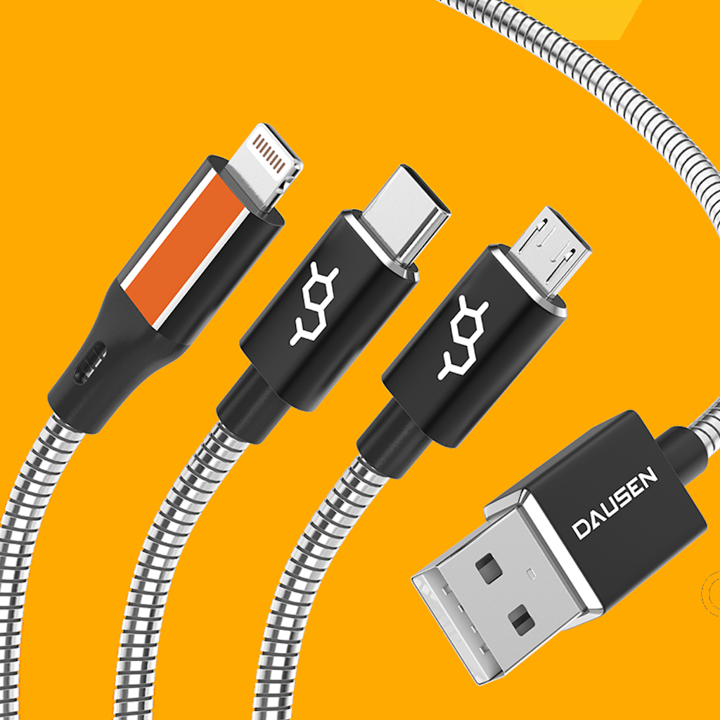 Dausen Stainless Charge&Sync Cable Mobile accesories - Tophatter Daily Deals