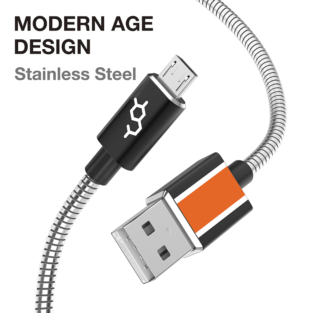 Dausen Stainless Charge&Sync Cable Micro-USB to USB Mobile accesories - Tophatter Daily Deals