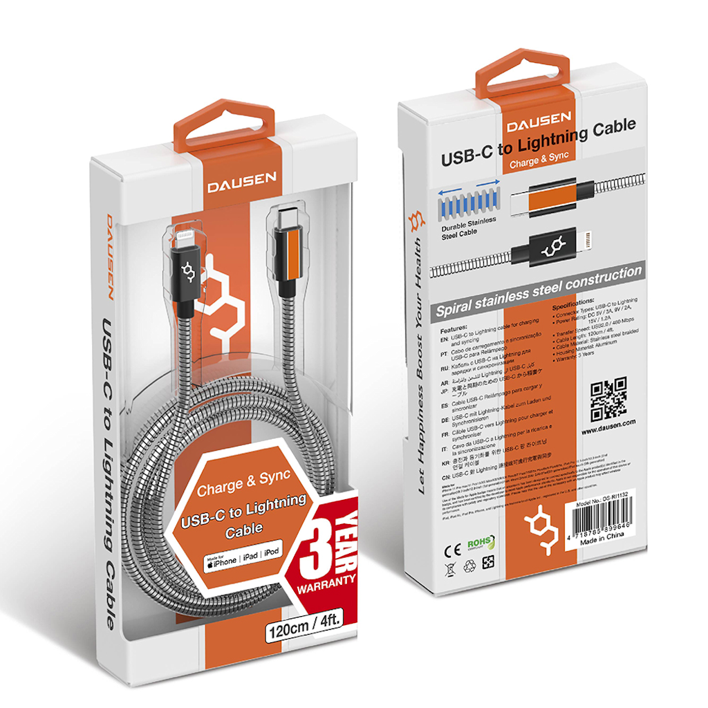Dausen Stainless Charge&Sync Cable Mobile accesories - Tophatter Daily Deals
