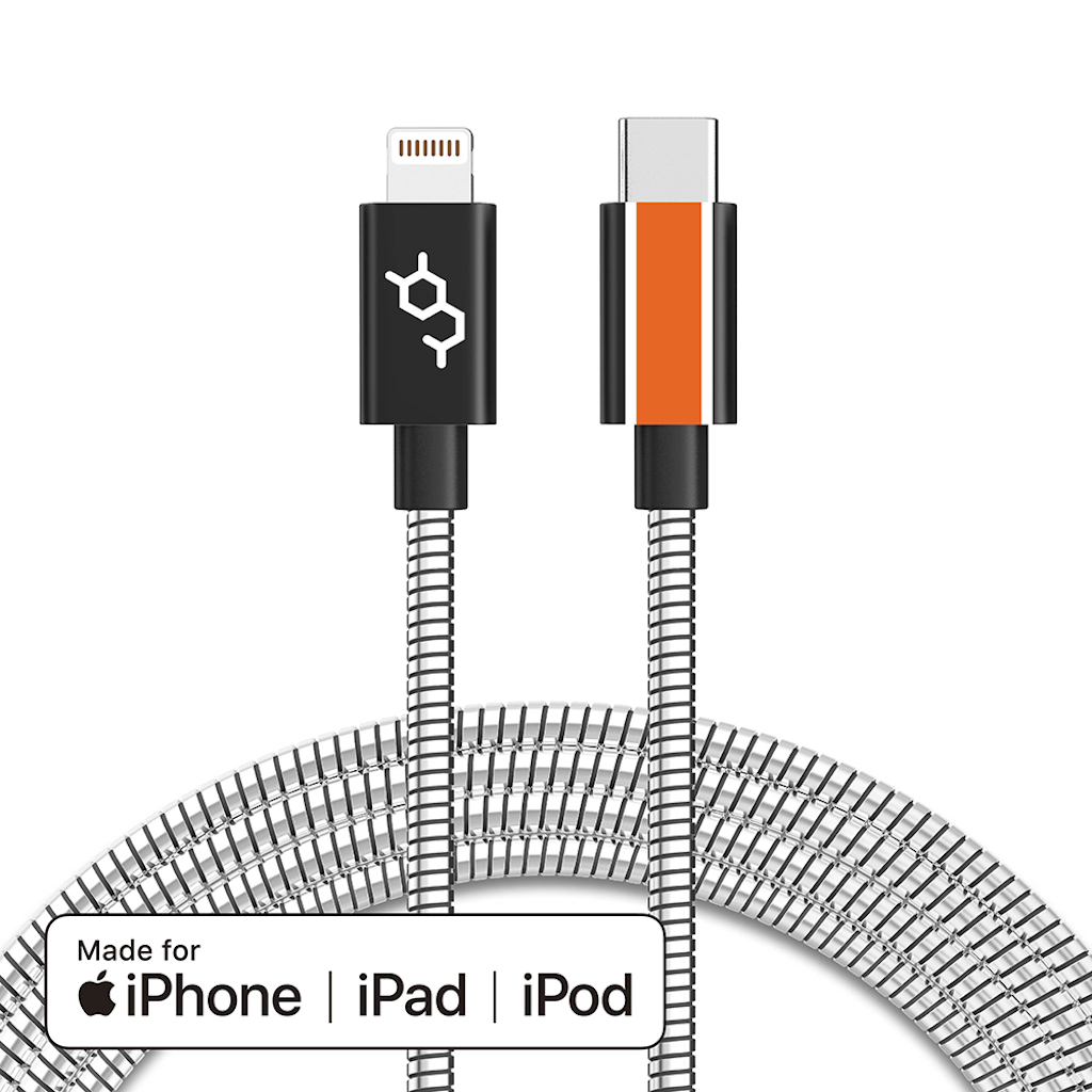 Dausen Stainless Charge&Sync Cable Lightning to USB-C Mobile accesories - Tophatter Daily Deals