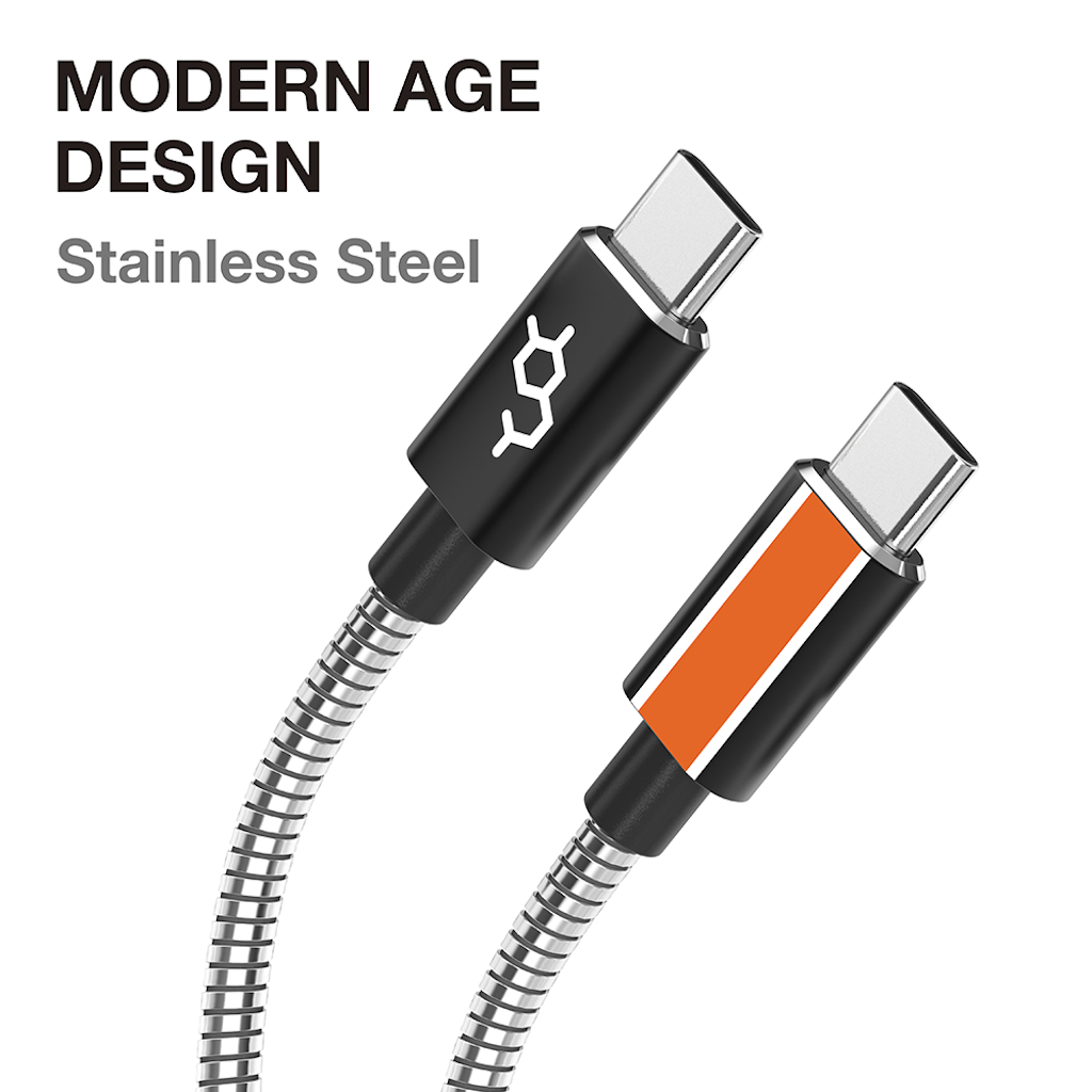 Dausen Stainless Charge&Sync Cable USB-C to USB-C Mobile accesories - Tophatter Daily Deals