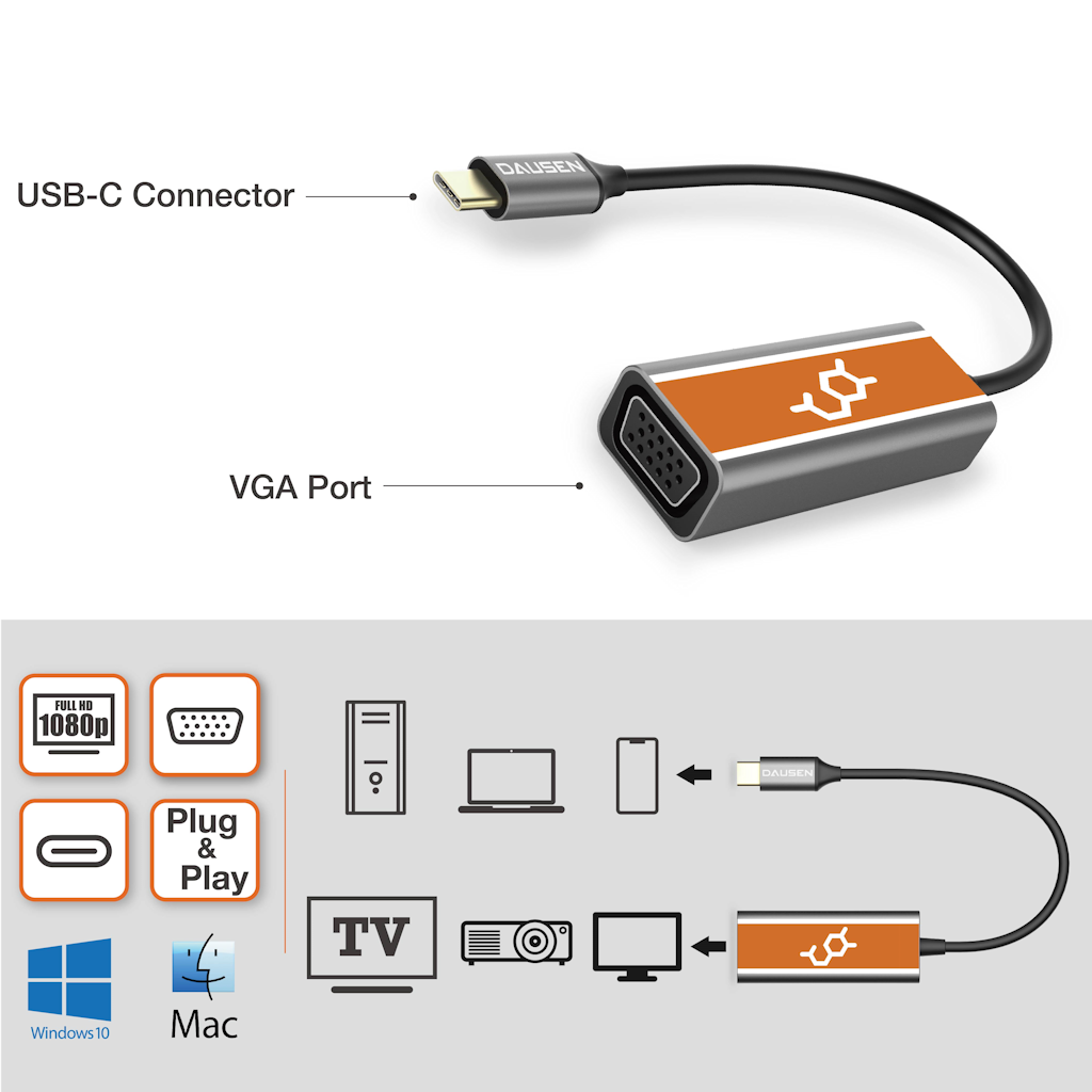 Dausen USB-C to VGA Adapter Electronics - Tophatter Daily Deals