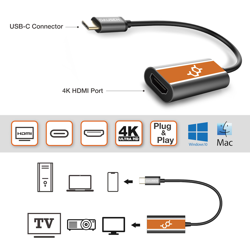Dausen USB-C to 4K HDMI Adapter Mobile accesories - Tophatter Daily Deals
