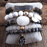 Women's Natural Pink Crystal Glass Crystal Cluster Bracelet Black Bracelets - Tophatter Daily Deals