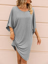 Round Neck Three-Quarter Sleeve Tee Dress Casual Dresses - Tophatter Daily Deals