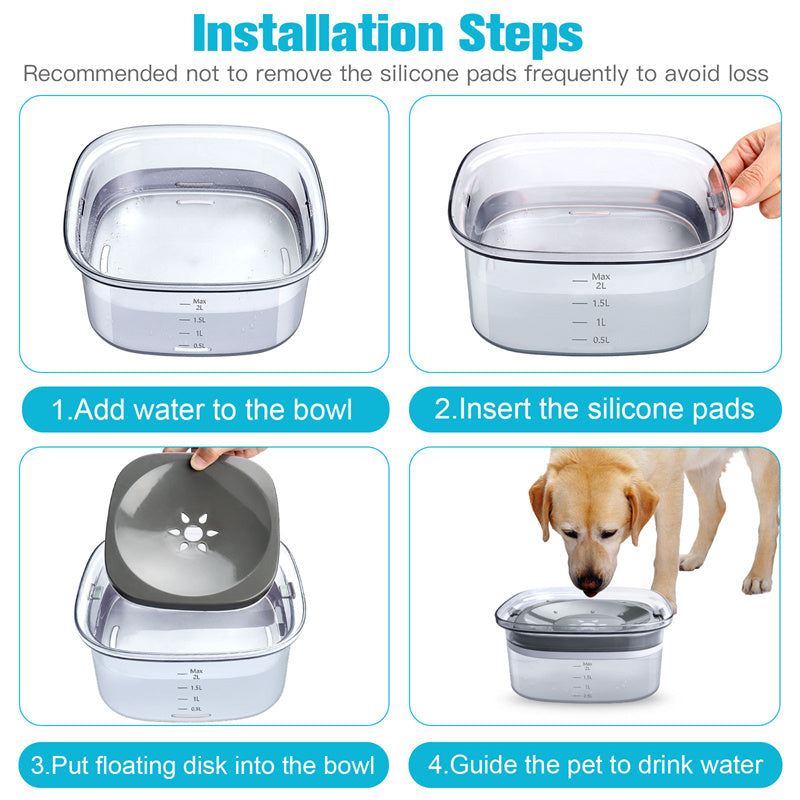 70oz Dog Water Bowl Large Capacity Spill Proof Dog Bowl Transparent 2L Visible Water Level Slow Drinking Bowl For Dogs And Cats Pet Products 0 - Tophatter Daily Deals