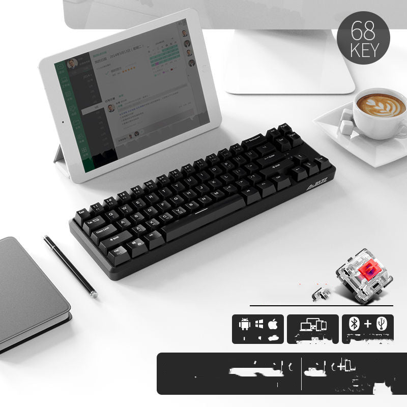 Blackmail k870t wireless Bluetooth wired dual mode mechanical keyboard 87 key RGB office game mobile phone tablet 4B 0 - Tophatter Daily Deals
