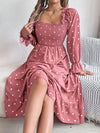 Polka Dot Flounce Sleeve Midi Dress Casual Dresses - Tophatter Daily Deals