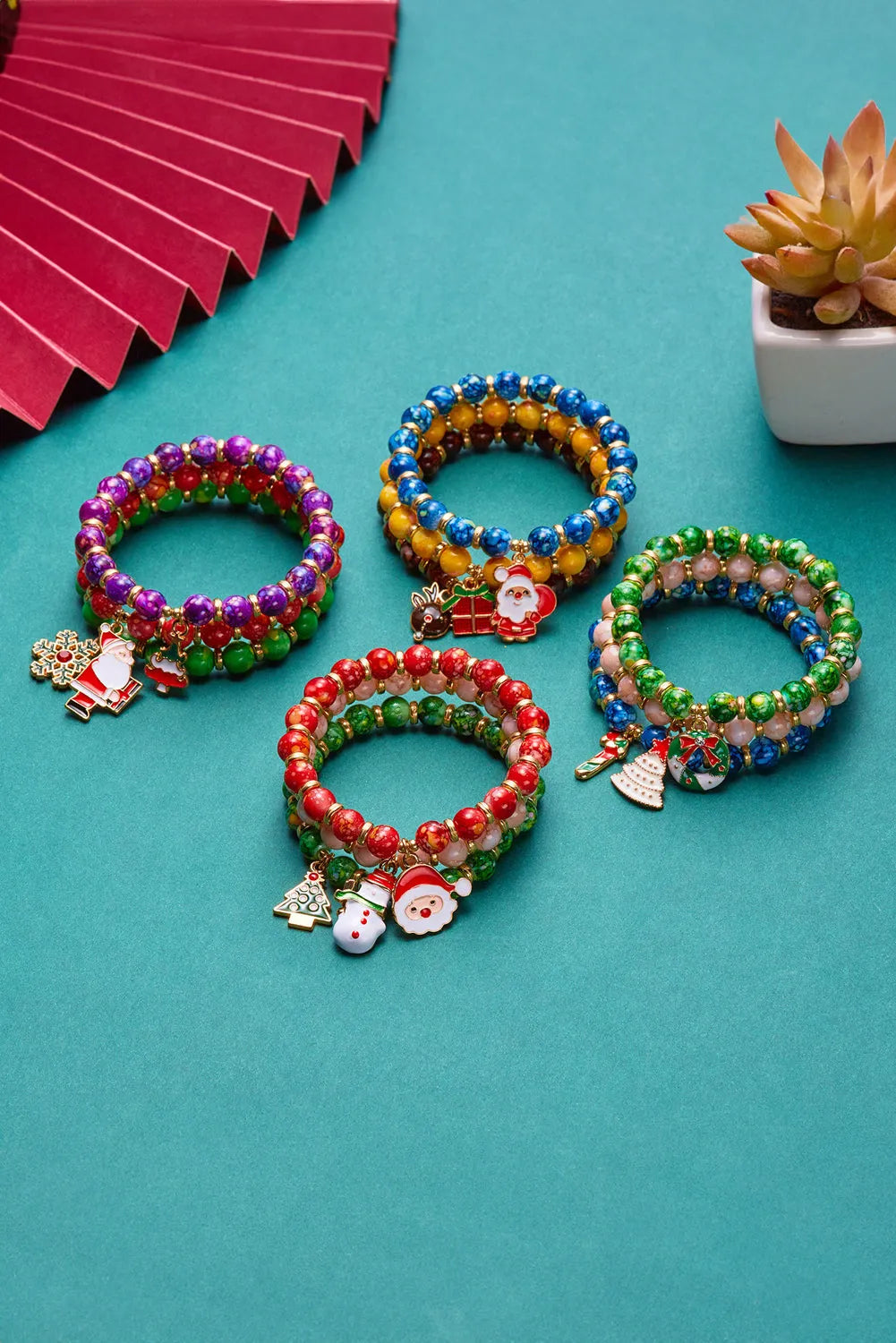 Dark Blue 3 Pack Christmas Bead Bracelets Bracelets - Tophatter Daily Deals