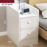 Bedside Table Simple Modern Home Bedroom Crevice Shelf Bedsi Rounded white Fillet 2layer 30x34x50 0 - Tophatter Daily Deals