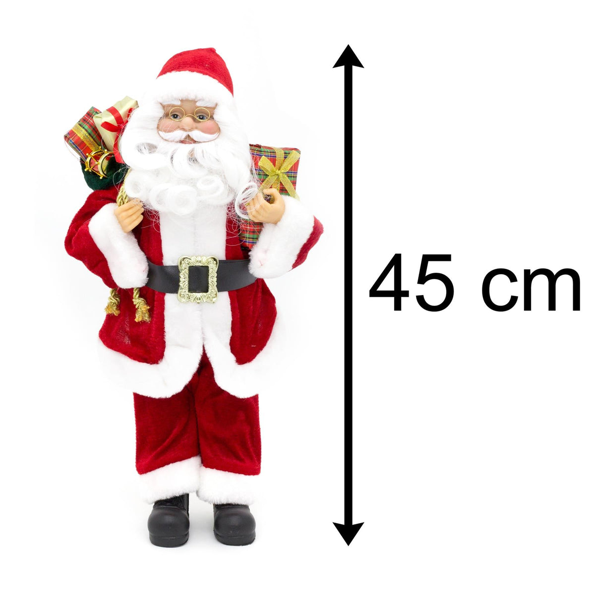 45cm Traditional Father Christmas Figure | Standing Santa Claus Ornament | Santa Figurine Father Christmas Decorations Indoor Ornament - Tophatter Daily Deals