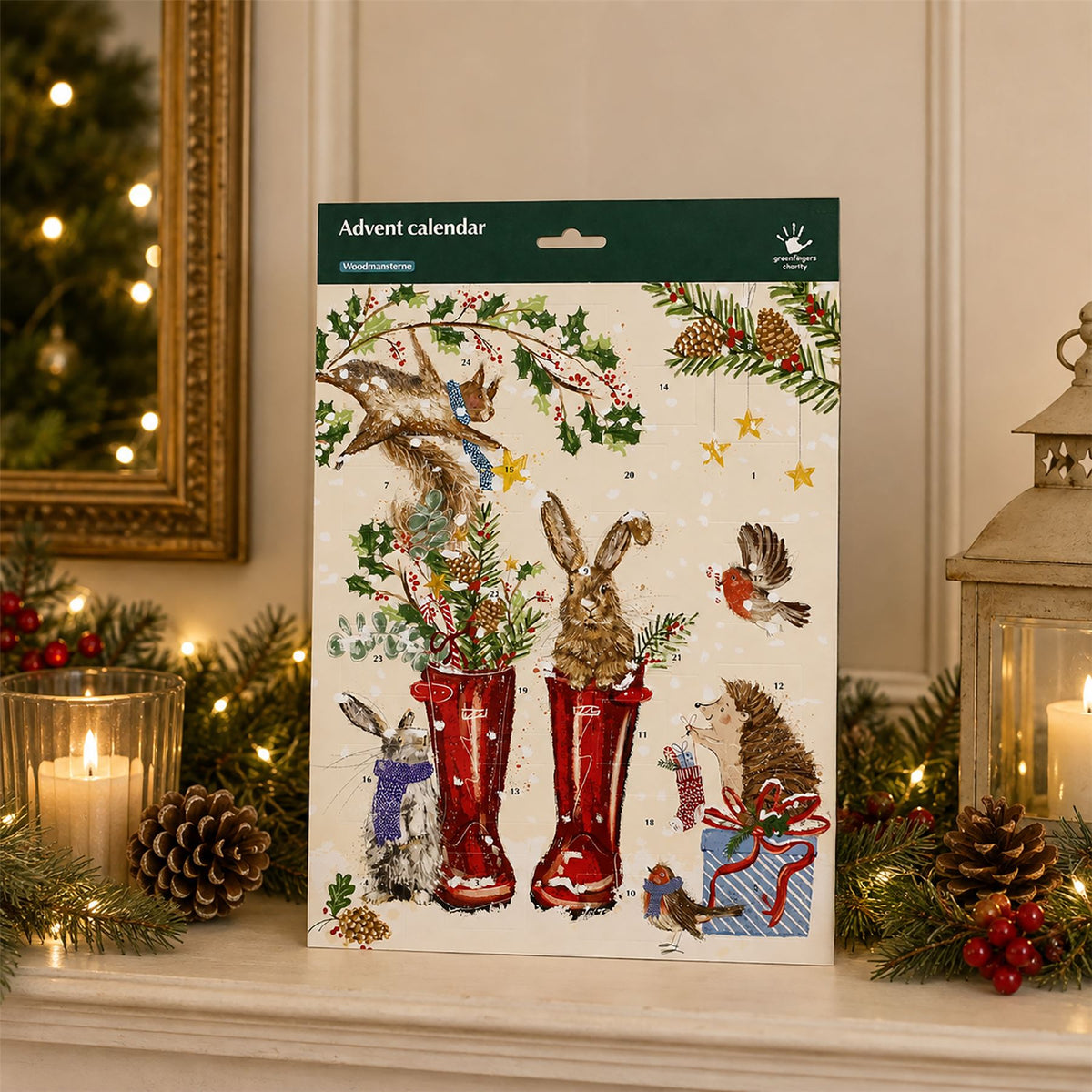 Christmas Wellies Traditional Picture Advent Calendar, 24 Door Calendar, 32.5cm Advent Calendar - Tophatter Daily Deals