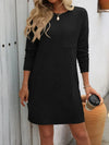 Mandy Striped Round Neck Long Sleeve Mini Dress Casual Dresses - Tophatter Daily Deals