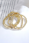 Gold 5Pcs Plated Cube Beaded Bracelet Set Bracelets - Tophatter Daily Deals