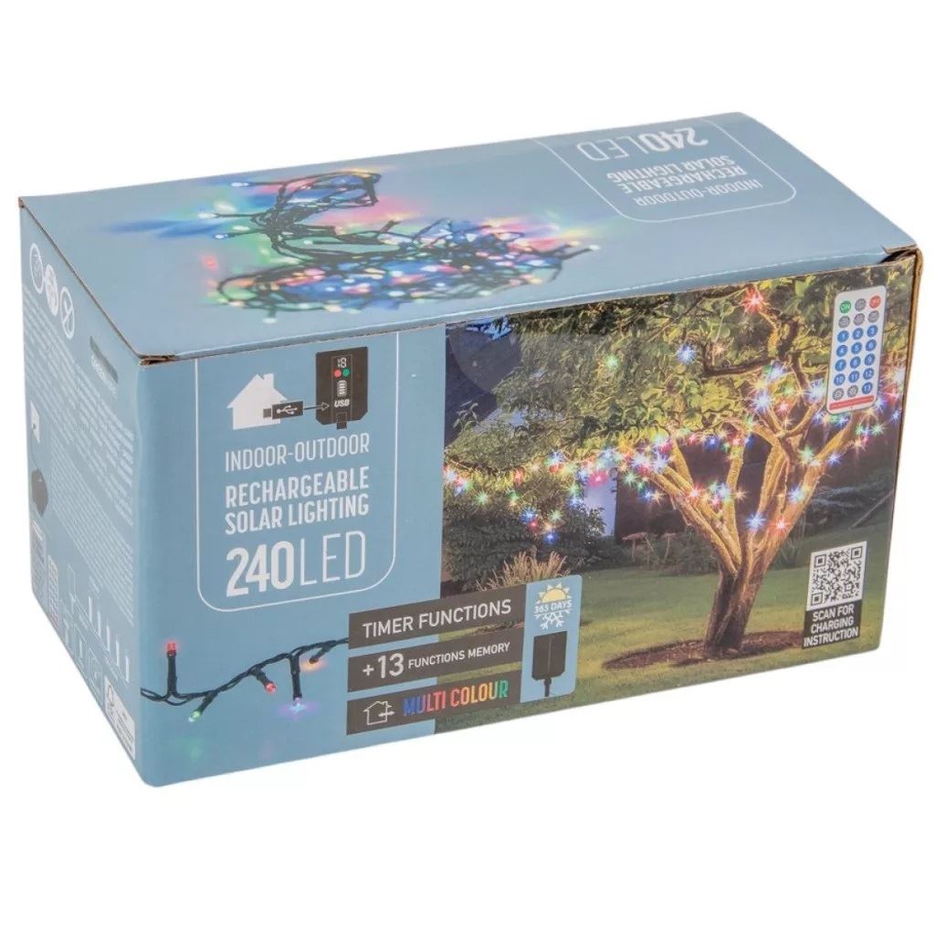 240 Multi LED Outdoor Solar Fairy Lights with 13 Modes, Timer & Remote Control String Lights - Tophatter Daily Deals