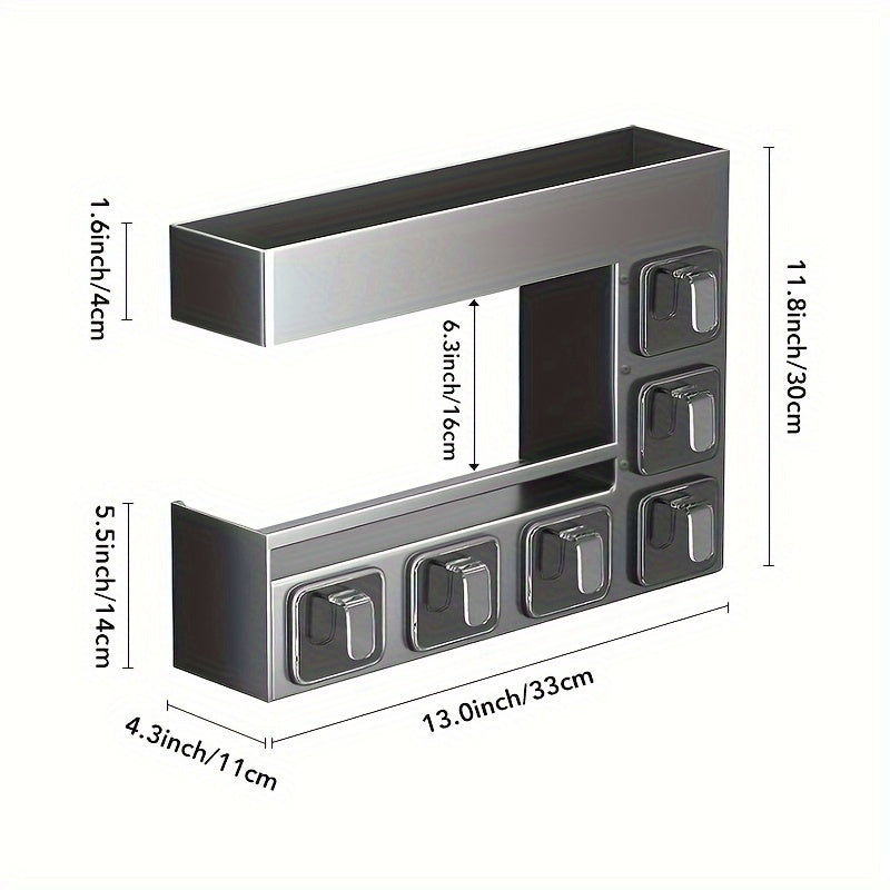 Wall-Mounted Metal Spice Rack with 6 Jars Kitchen Cabinets - Tophatter Daily Deals