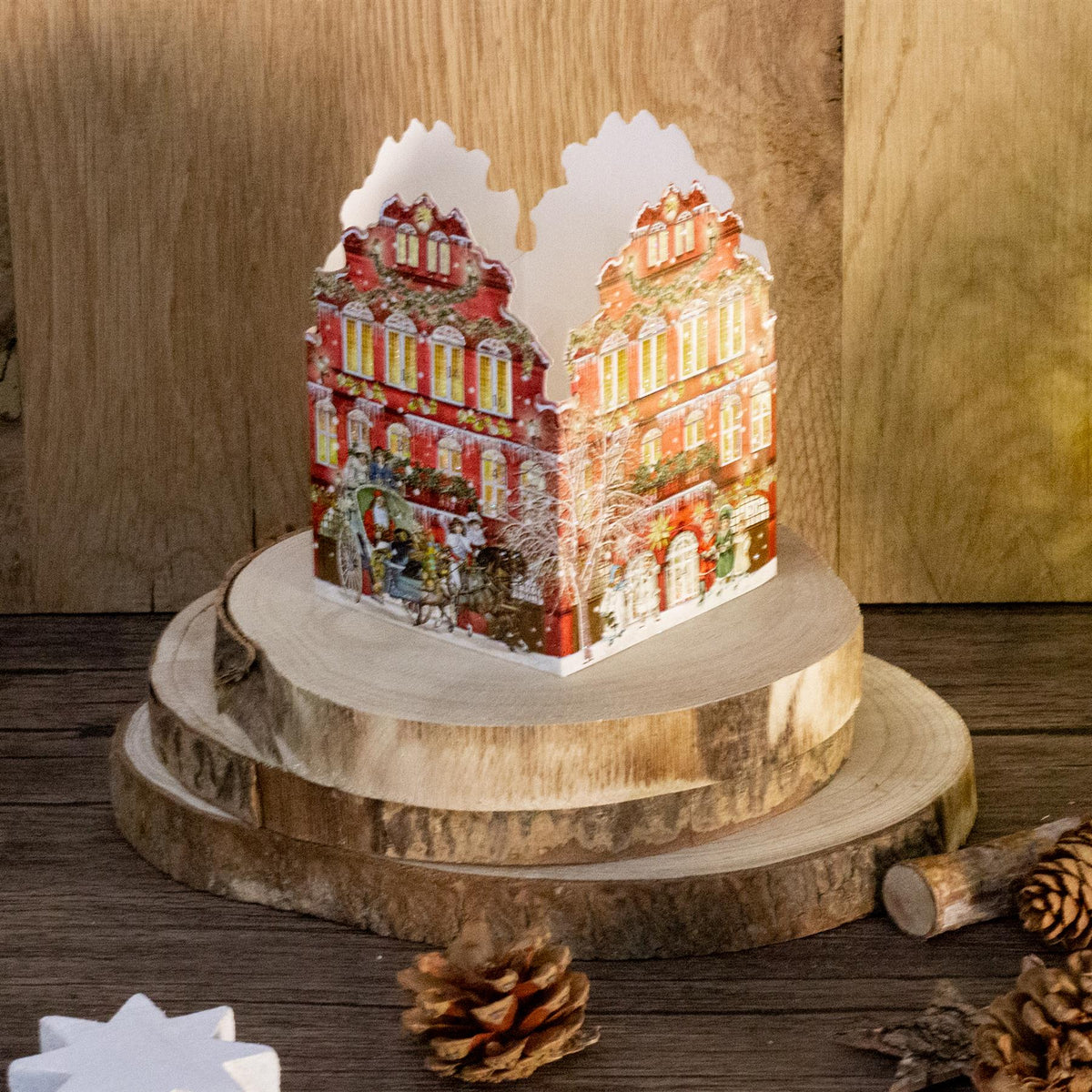 Deluxe Mini Advent Calendar Christmas Card - Nostalgic House Tealight Lantern - Red House Advent Calendar - Tophatter Daily Deals