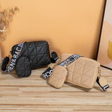 2Pcs Rhombus Shoulder Bag With Wallet Letter Print Wide Shoulder Strap Small Square Bag Large Capacity Cell Phone Crossbody Bags 4 - Tophatter Daily Deals