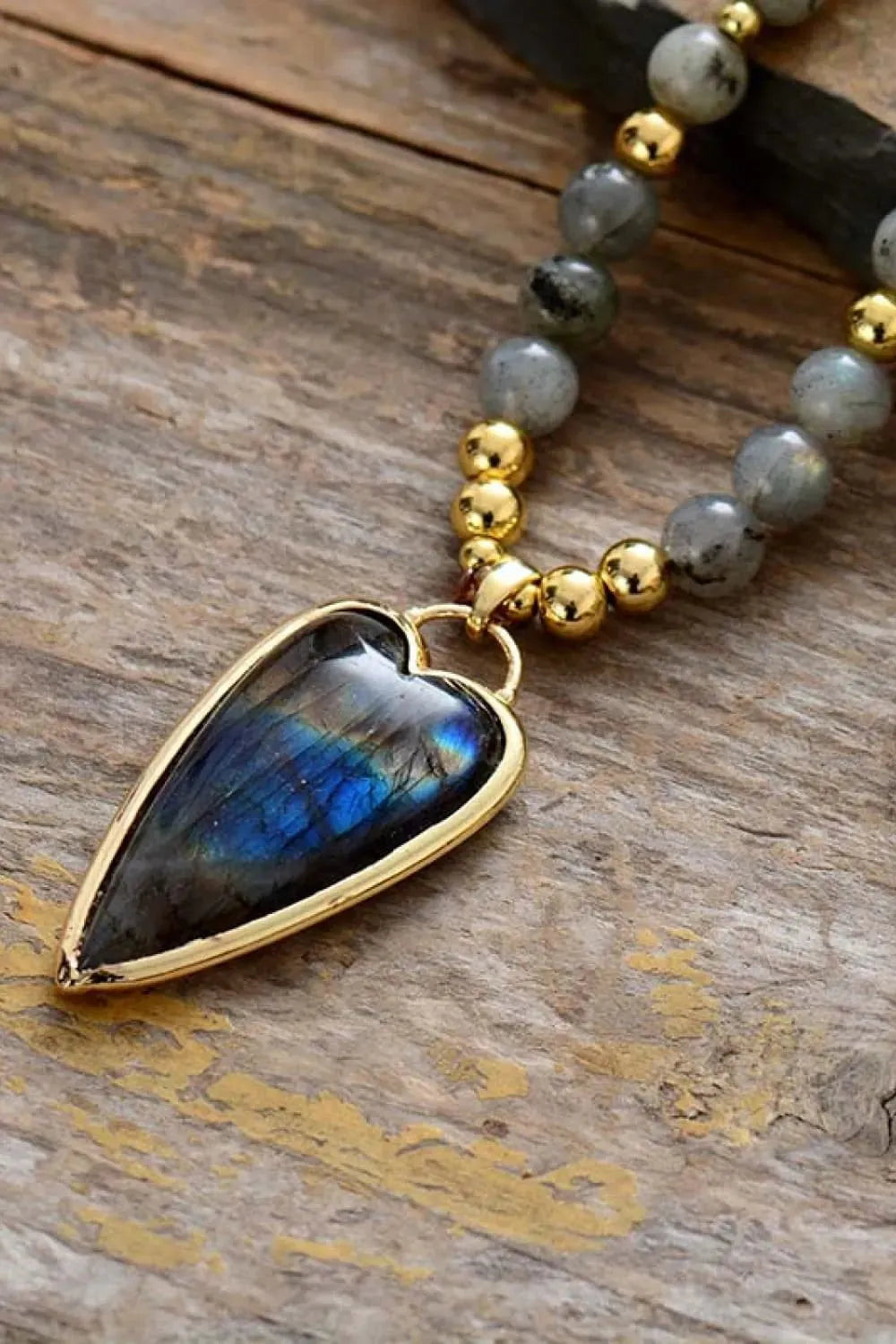 Natural Stone Pendant Beaded Necklace Necklaces - Tophatter Daily Deals
