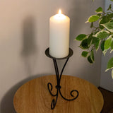Tall Black Metal Scroll Candle Holder | Pillar Candle Holder Candlestick - 21cm Candlestick - Tophatter Daily Deals
