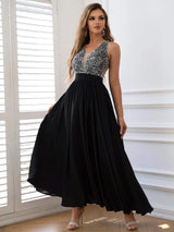 Contrast Sequin Sleeveless Maxi Dress Cocktail Dresses - Tophatter Daily Deals