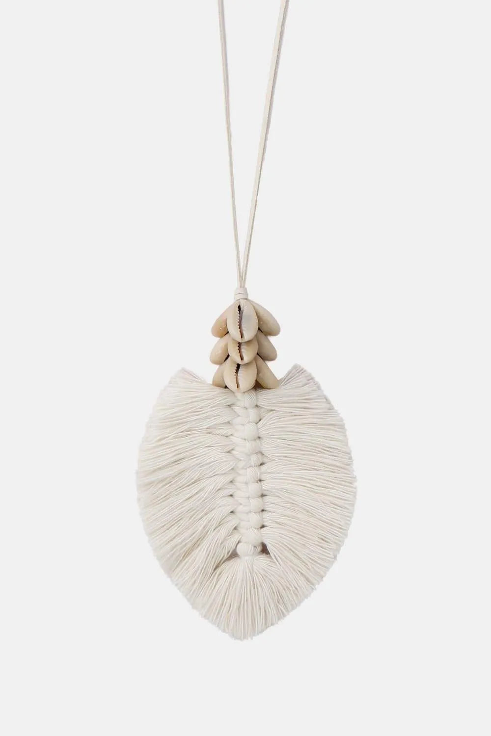 Leaf Macrame Pendant Necklace White One Size Necklaces - Tophatter Daily Deals