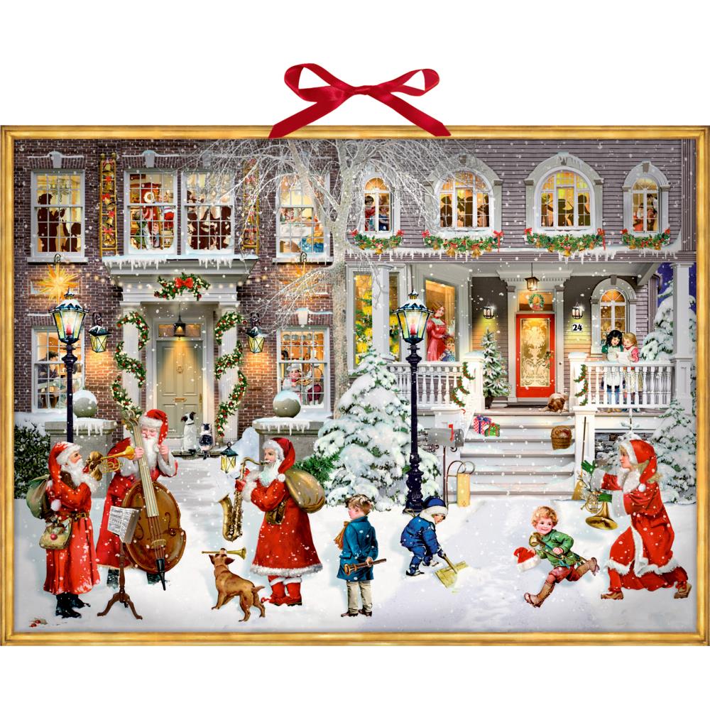 Large Deluxe Traditional Musical Christmas Carol Card Advent Calendar - Music In The Street Advent Calendar - Tophatter Daily Deals