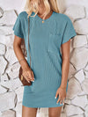 Round Neck Short Sleeve Mini Dress Pastel Blue Casual Dresses - Tophatter Daily Deals