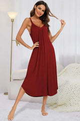 V-Neck Midi Lounge Dress Scarlet Sleep Dresses - Tophatter Daily Deals