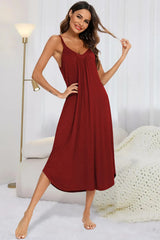 V-Neck Midi Lounge Dress Sleep Dresses - Tophatter Daily Deals