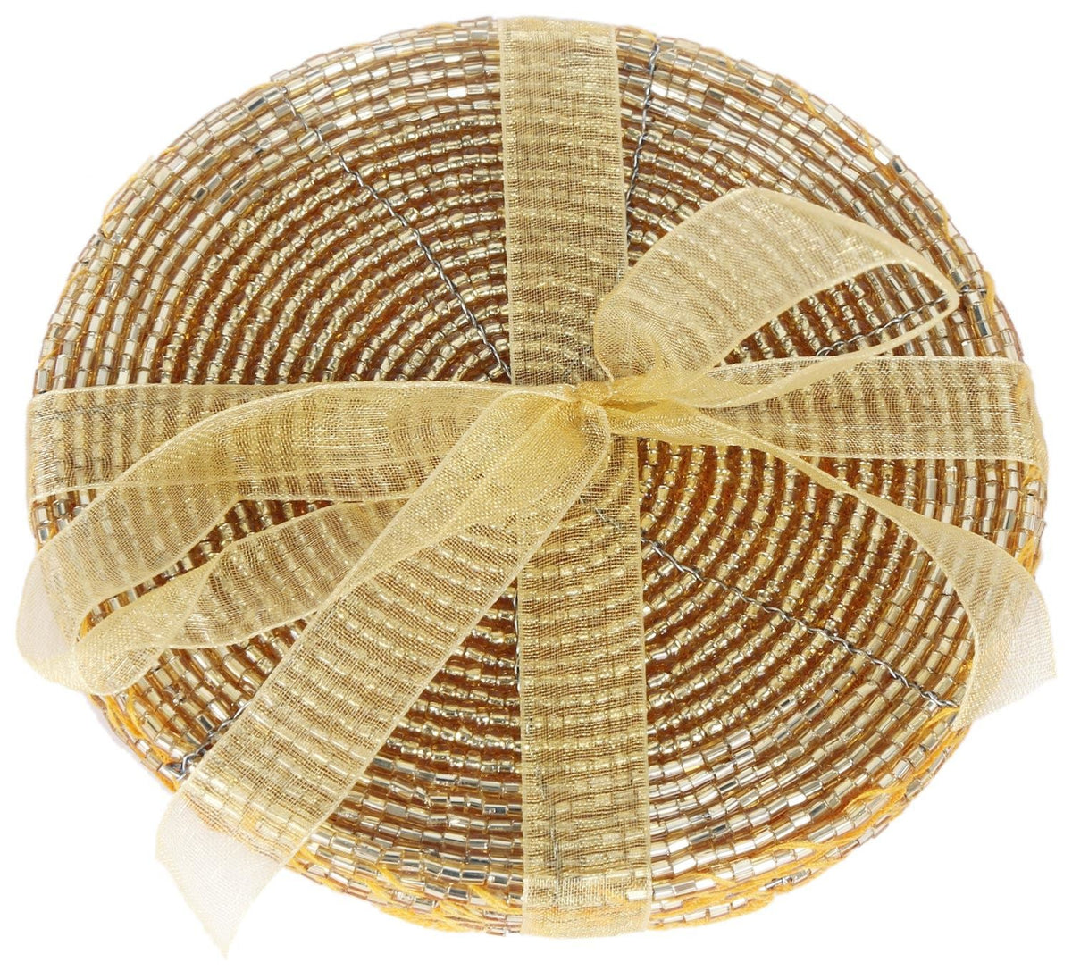 Gorgeous Set Of Four Golden Beaded Drinks Coaster Coaster - Tophatter Daily Deals