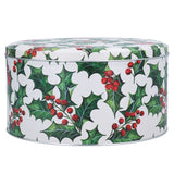 Holly & Berries Christmas Cake Tin | Round Festive Baking Storage Tin 24x12cm Tin - Tophatter Daily Deals