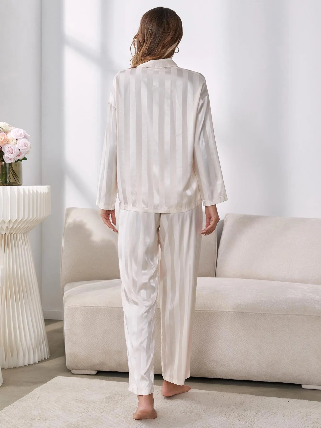 Button-Up Shirt and Pants Pajama Set Loungewear Sets - Tophatter Daily Deals