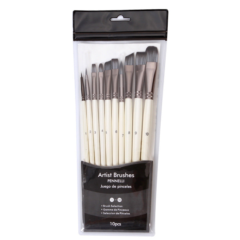 10 Pearl White Watercolor Brushes, Nylon Brushes 10pearl paint brushes 0 - Tophatter Daily Deals
