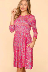 Haptics Round Neck Floral Dress with Pockets Casual Dresses - Tophatter Daily Deals
