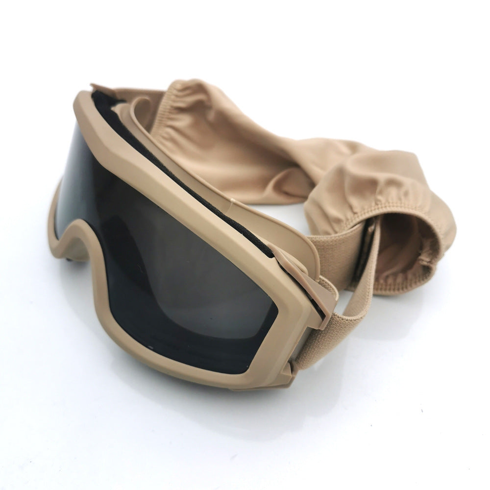 Against Wind And Sand Anti-shock Off-road Glasses Labor Protection Mirror Khaki Frame Gray Piece 0 - Tophatter Daily Deals