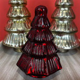 Red Glass Christmas Tree | Freestanding Mottled Red Tree Ornament - 13cm Ornament - Tophatter Daily Deals