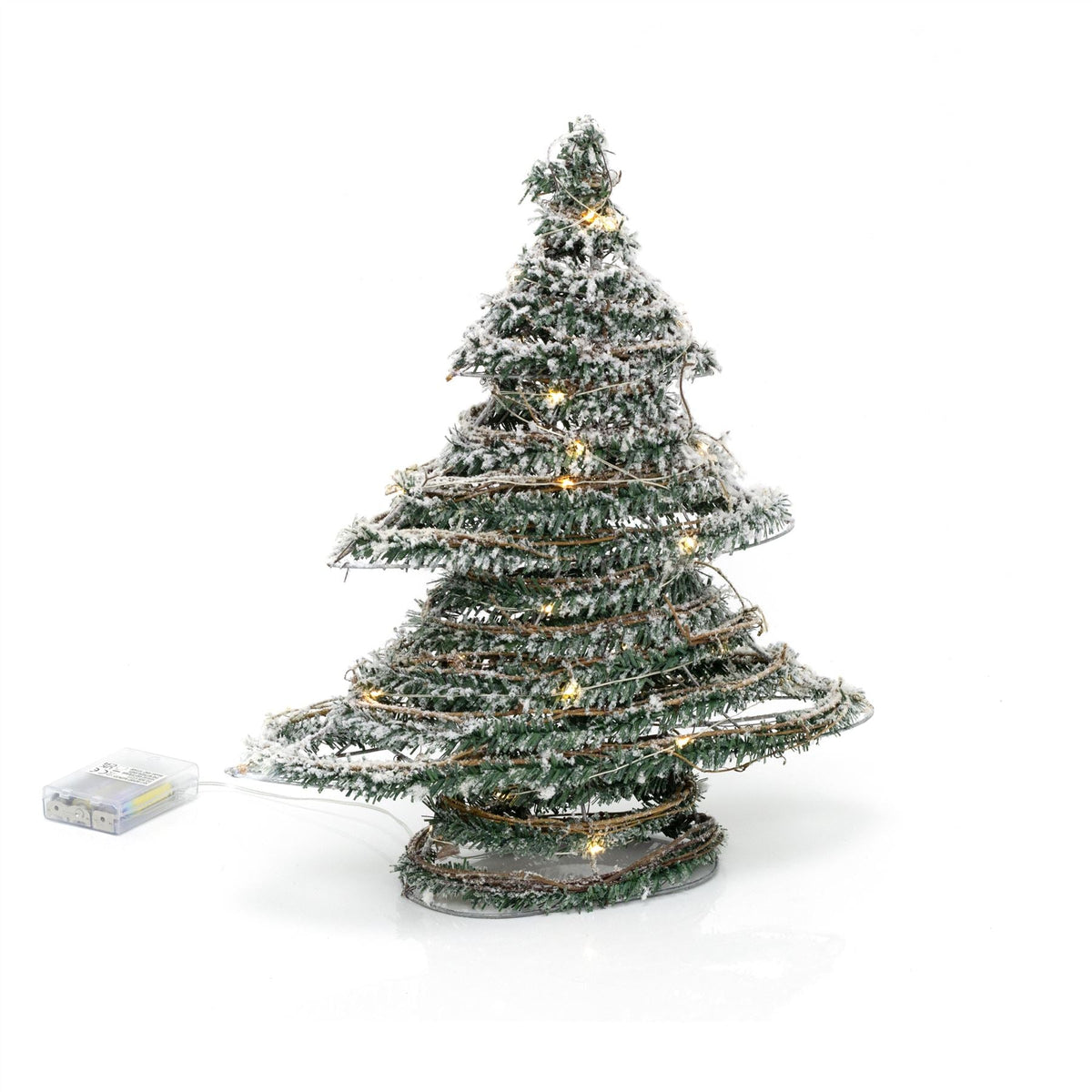 Snow Topped Mini Artificial Christmas Tree Light | Xmas Tree Decoration With 20 Led Lights Battery Operated | Christmas Tree Ornament - 40cm Ornament - Tophatter Daily Deals