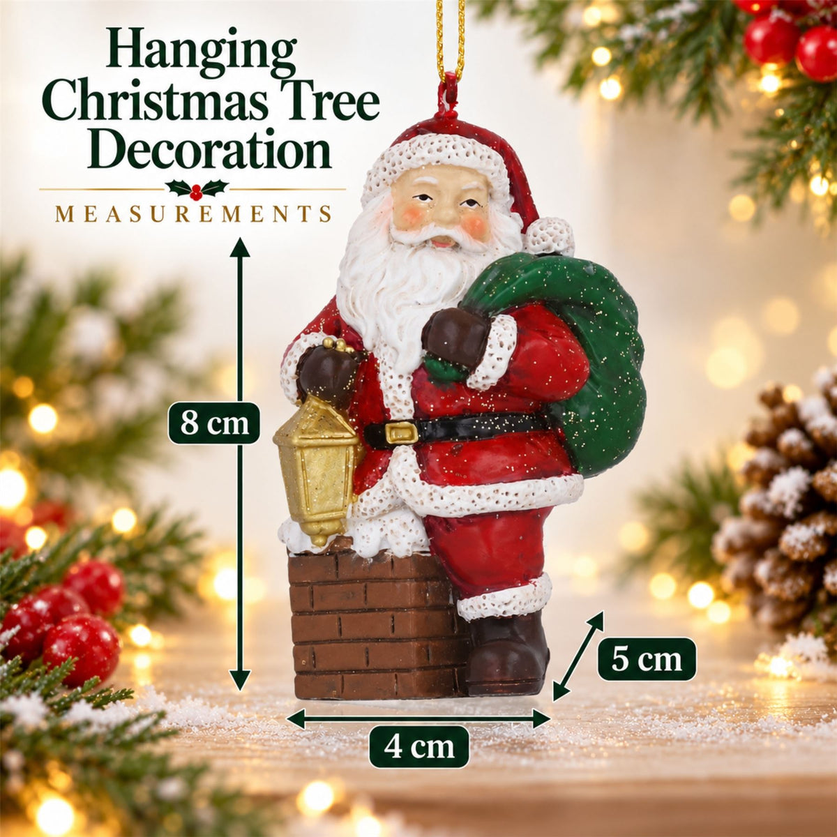 Santa On Chimney Resin Hanging Christmas Tree Decoration, Gisela Graham 8cm Tree Decoration - Tophatter Daily Deals