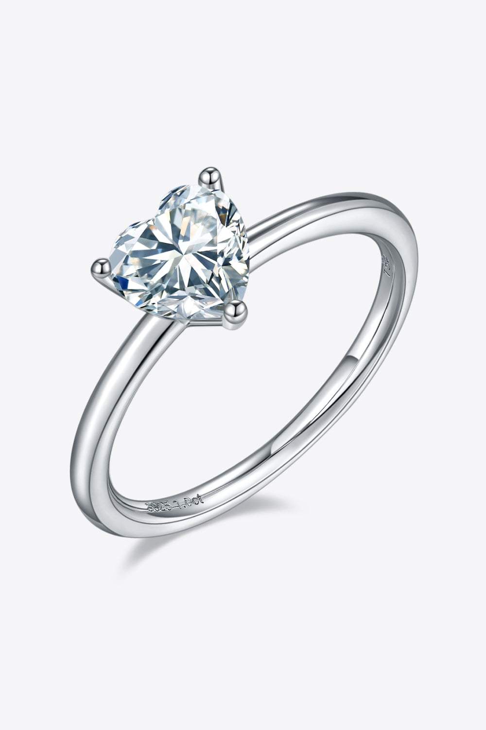 1 Carat Moissanite 925 Sterling Silver Solitaire Ring Heart Rings - Tophatter Daily Deals