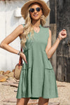 Frill Notched Sleeveless Mini Dress Casual Dresses - Tophatter Daily Deals