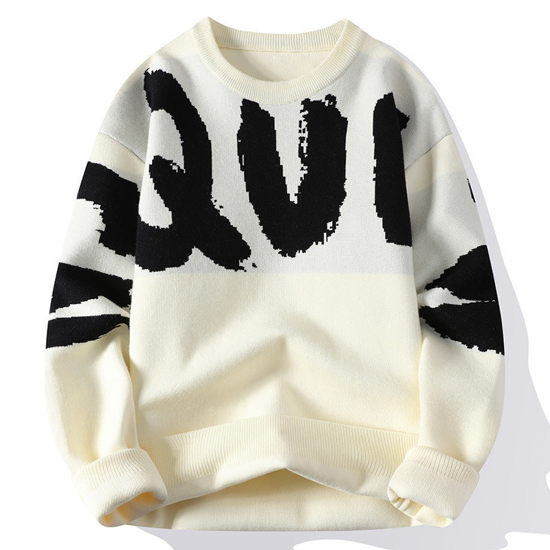Warm Men's Sweater - Relaxed Crew, Polyester Knit, Winter Off White 3D Changing Face Moving Picture Frame - Tophatter Daily Deals
