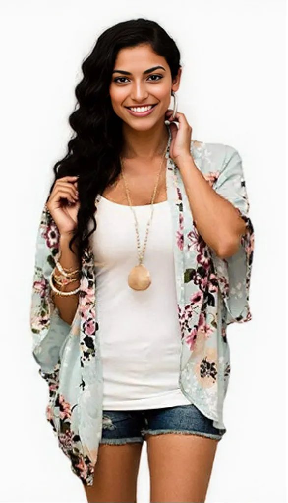 Beautiful summer Digital Print Cardigan women's fashion Green 0 - Tophatter Daily Deals