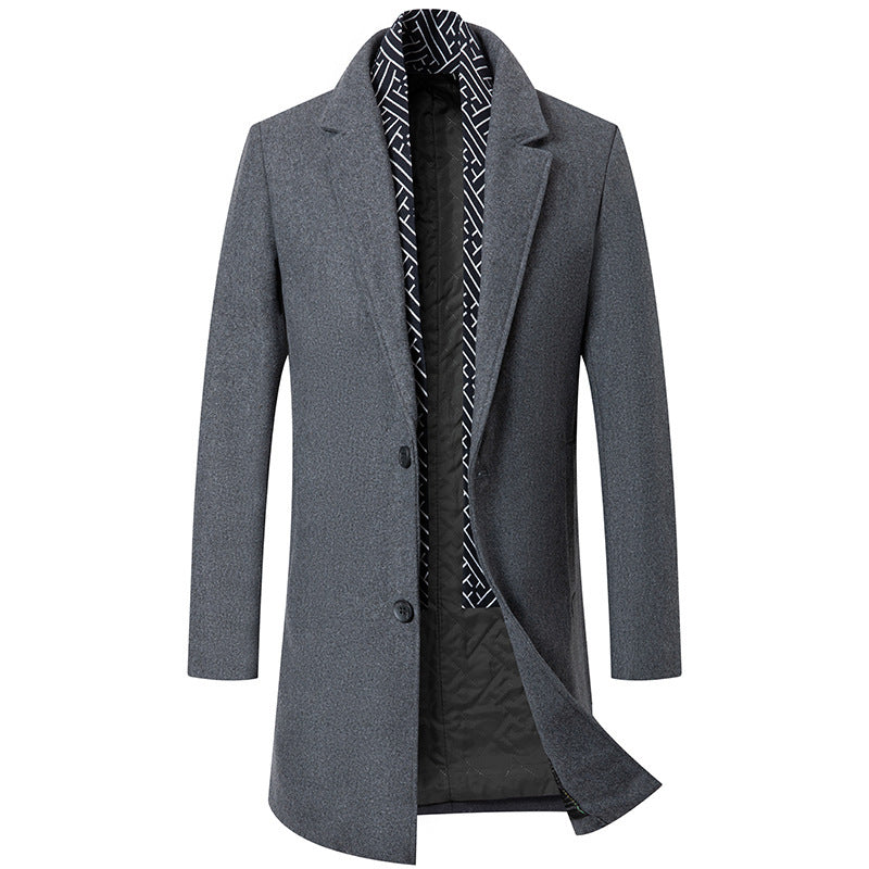 Warm Mens Wool Coat - Mid Length Structured Cut, Winter 3D Changing Face Moving Picture Frame - Tophatter Daily Deals